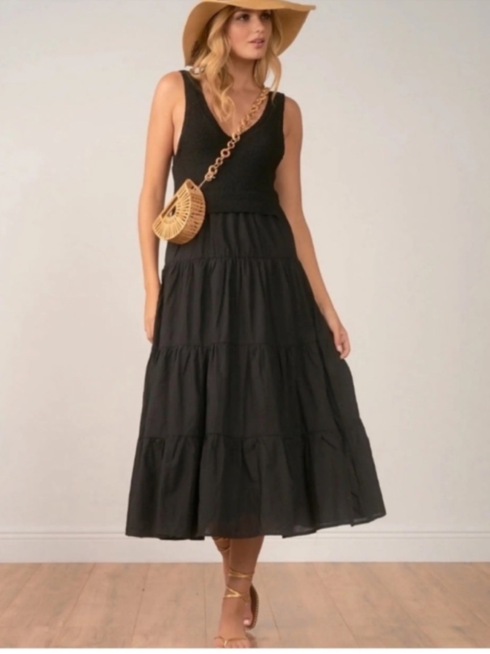 Jason Wu black midi summer sun dress small s